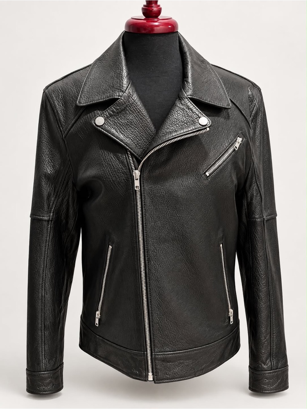 Women’s Lambskin Leather Biker Jacket Black Motorcycle Moto Zip Up